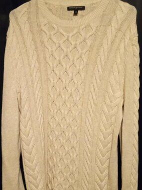 banana republic mens crew sweater medium cream/beige 10% wool